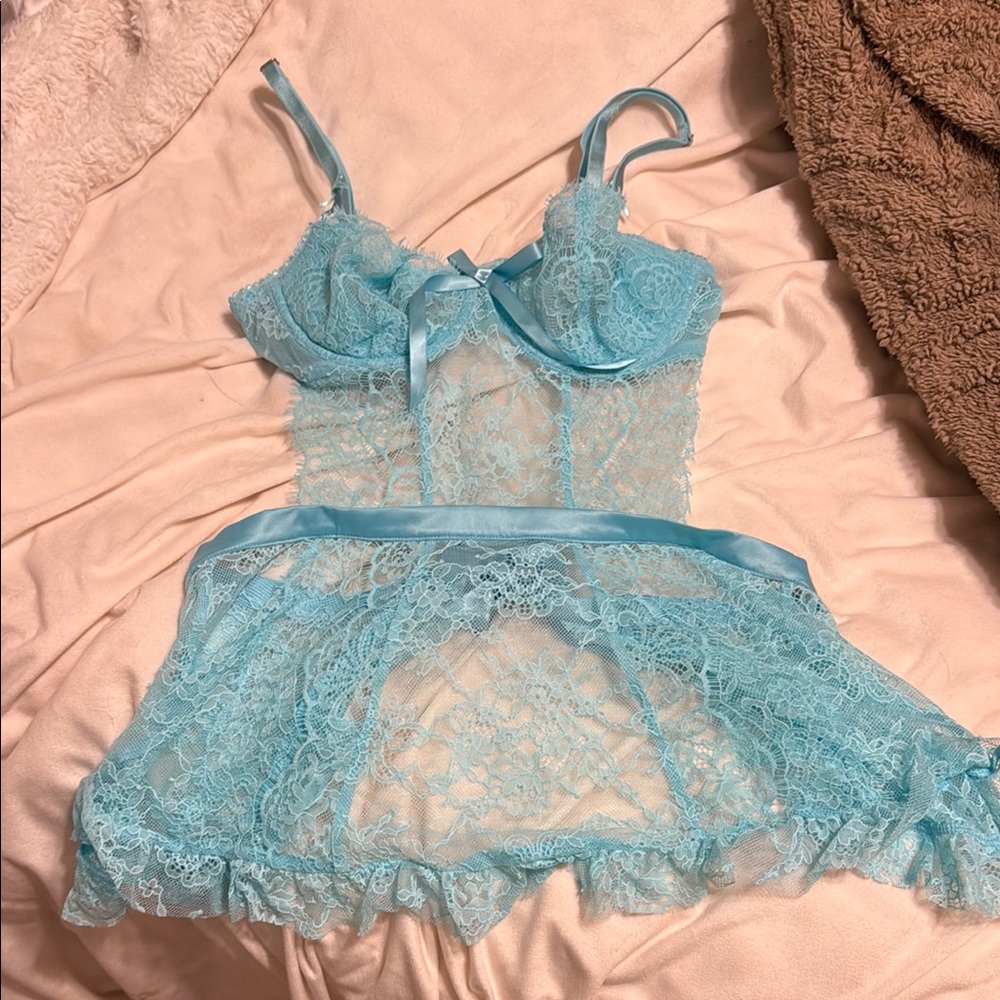 Victoria's Secret Blue Lace Chemise